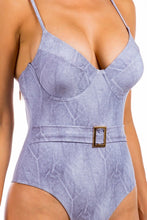 Cargar imagen en el visor de la galería, One Piece Buckle Belt embellish Denim Swimsuit
