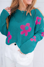 Load image into Gallery viewer, Flower Boat Neck Long Sleeve Knit Cover Up
