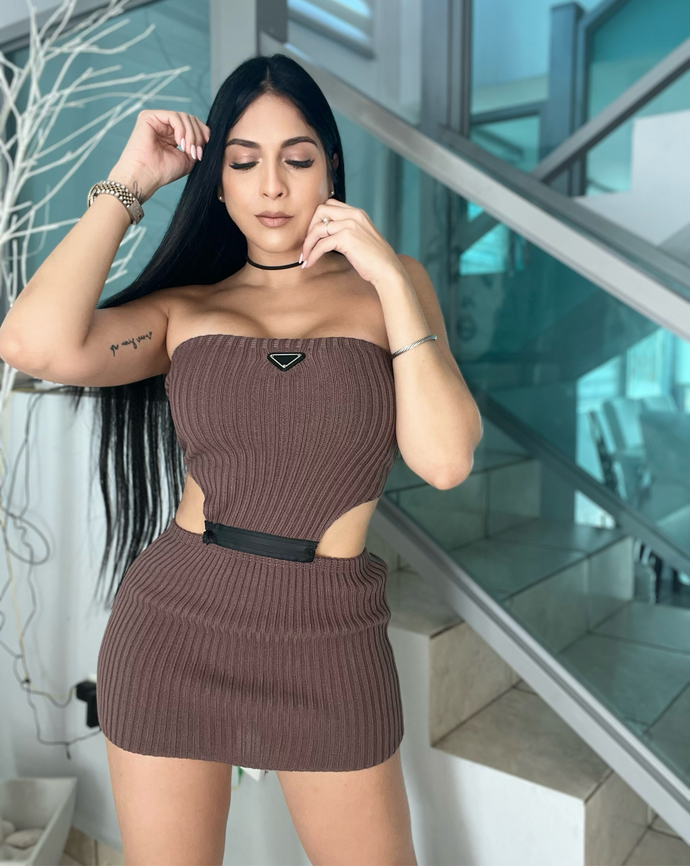 Knit Tube Dress(Brown)