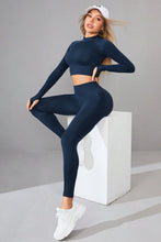 Load image into Gallery viewer, Mock Neck Long Sleeve Top and Pants Active Set
