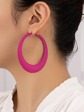 Load image into Gallery viewer, Large color coated puffy hoop earrings
