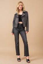 Cargar imagen en el visor de la galería, Crystal Studded Stretch Zip Up Moto Jacket
