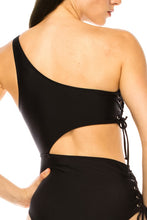 Cargar imagen en el visor de la galería, ONE PIECE SIDE LACE CUTOUT ONE SHOULDER SWIMSUIT
