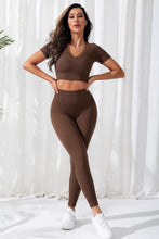 Load image into Gallery viewer, V-Neck Crop Top and High Waistband Long Active Pants
