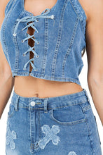 Cargar imagen en el visor de la galería, FASHION DENIM TWO PIECE SKIRT SET
