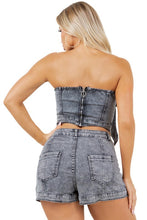 Load image into Gallery viewer, WOMEN FASHION DENIM TWO PIECE SET
