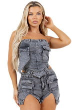 Load image into Gallery viewer, WOMEN FASHION DENIM TWO PIECE SET
