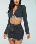 (Pre-order)Denim Set Rhinestones