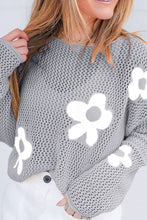 Load image into Gallery viewer, Flower Boat Neck Long Sleeve Knit Cover Up
