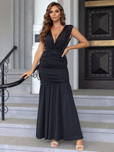 Load image into Gallery viewer, (Pre-Order)Ruched Plunge Sleeveless Maxi Dress
