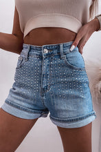 Cargar imagen en el visor de la galería, Rhinestone High Waist Denim Shorts
