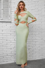 Load image into Gallery viewer, Cutout Round Neck Maxi Wrap Dress
