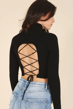 Cargar imagen en el visor de la galería, Mock neck lace-up open back top
