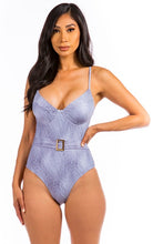 Cargar imagen en el visor de la galería, One Piece Buckle Belt embellish Denim Swimsuit
