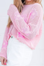 Load image into Gallery viewer, Flower Boat Neck Long Sleeve Knit Cover Up
