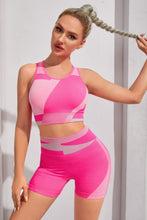 Cargar imagen en el visor de la galería, Color Block Sports Bra and Shorts Set
