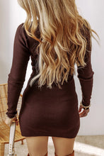 Cargar imagen en el visor de la galería, Slit Mock Neck Long Sleeve Wrap Sweater Dress
