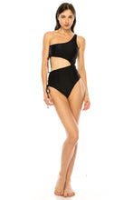 Cargar imagen en el visor de la galería, ONE PIECE SIDE LACE CUTOUT ONE SHOULDER SWIMSUIT
