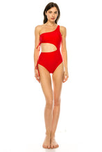 Cargar imagen en el visor de la galería, ONE PIECE SIDE LACE CUTOUT ONE SHOULDER SWIMSUIT
