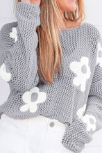 Load image into Gallery viewer, Flower Boat Neck Long Sleeve Knit Cover Up
