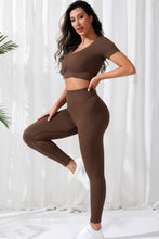 Load image into Gallery viewer, V-Neck Crop Top and High Waistband Long Active Pants
