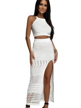 Cargar imagen en el visor de la galería, Round Neck Top and Slit Skirt Cover Up Set
