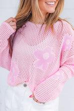 Load image into Gallery viewer, Flower Boat Neck Long Sleeve Knit Cover Up
