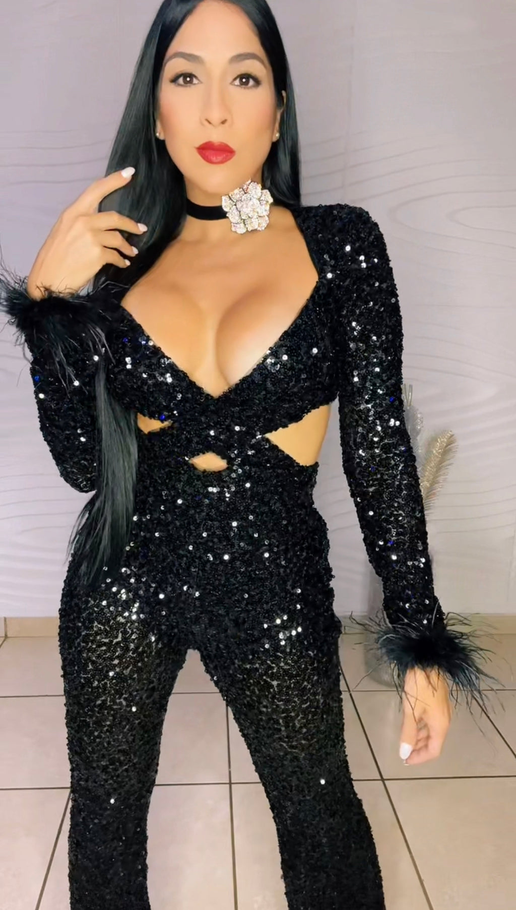Sequin Black Jumpsuit