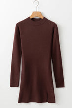 Cargar imagen en el visor de la galería, Slit Mock Neck Long Sleeve Wrap Sweater Dress
