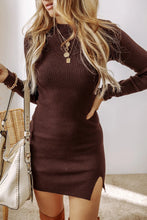 Cargar imagen en el visor de la galería, Slit Mock Neck Long Sleeve Wrap Sweater Dress
