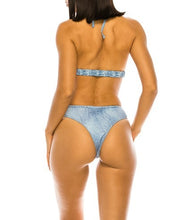 Cargar imagen en el visor de la galería, TWO PIECE DENIM BIKINI SET
