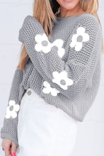 Load image into Gallery viewer, Flower Boat Neck Long Sleeve Knit Cover Up
