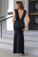 Load image into Gallery viewer, (Pre-Order)Ruched Plunge Sleeveless Maxi Dress
