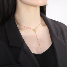 Cargar imagen en el visor de la galería, Stainless Steel Beaded Cross Necklace
