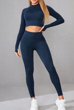 Load image into Gallery viewer, Mock Neck Long Sleeve Top and Pants Active Set
